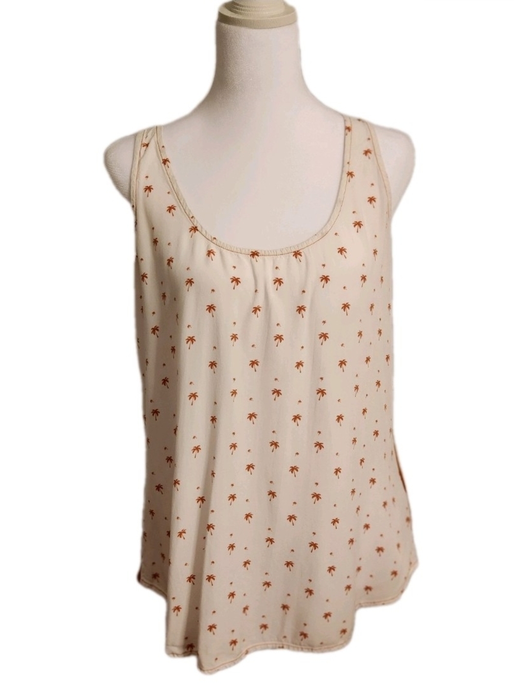 Anthropologie Dolan Size Small Shirt Top Tank Cream Rust Palm Print Beach Boho